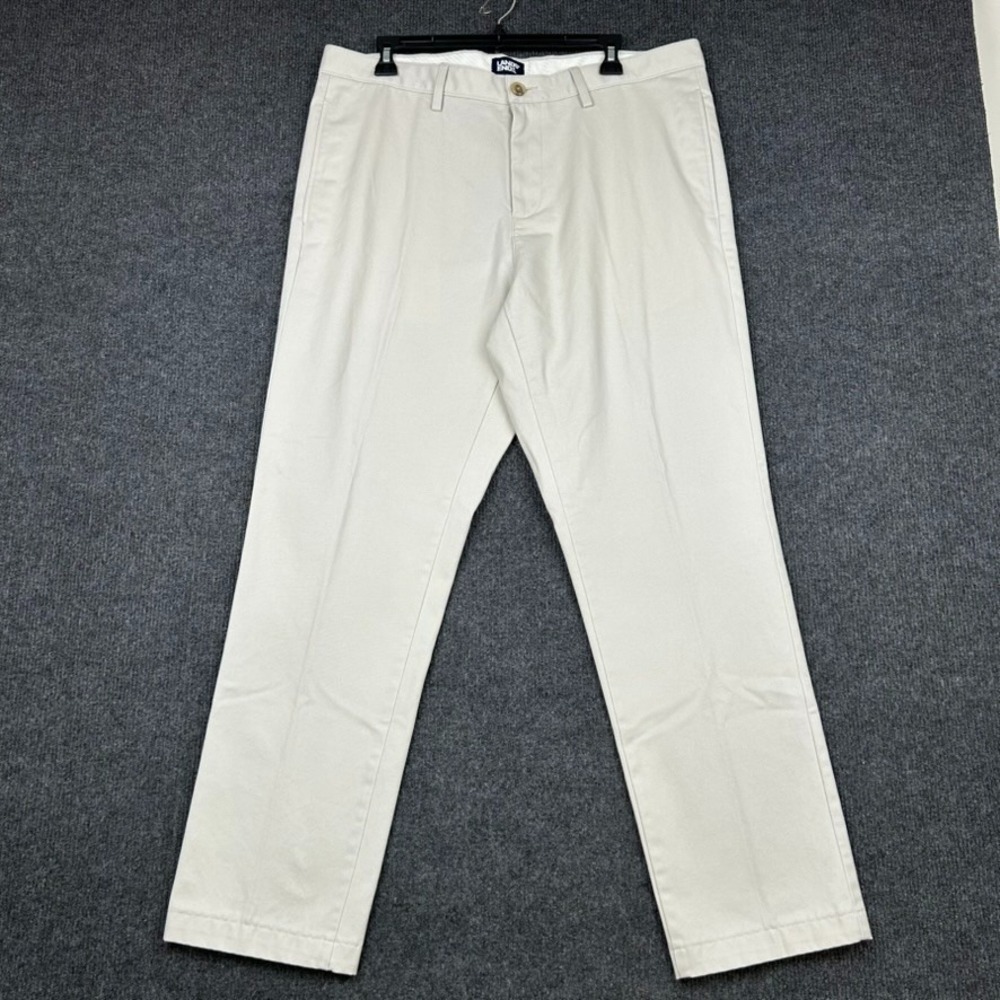 Lands End Men's Straight Fit Pants Chino Flat Front Beige Casual Preppy Size 35